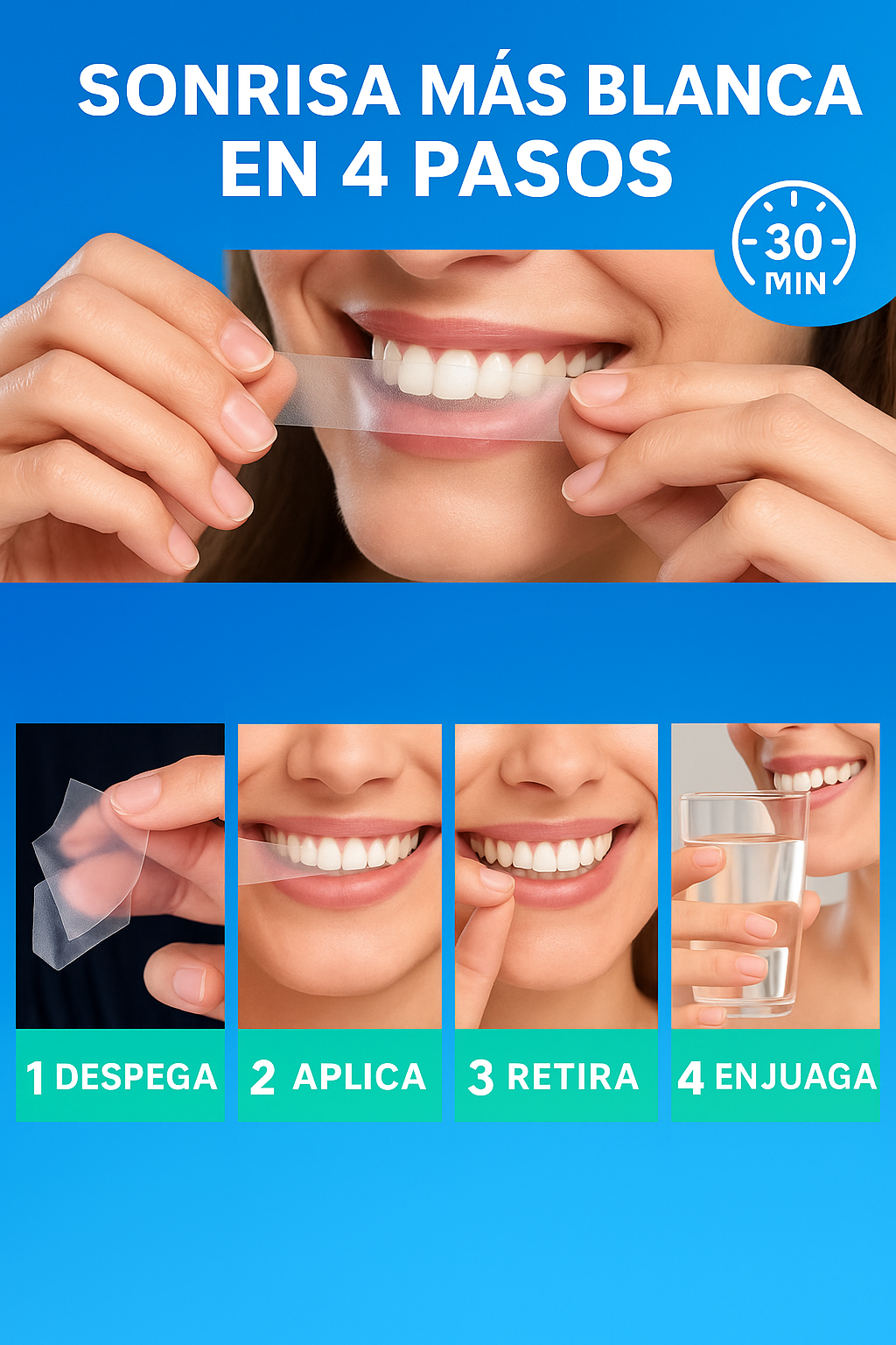 Tiras de blanqueamiento dental de 7 pares, tiras blanqueadoras 5D/9D con sensibilidad reducida, tiras blancas para el blanqueamiento de dientes.